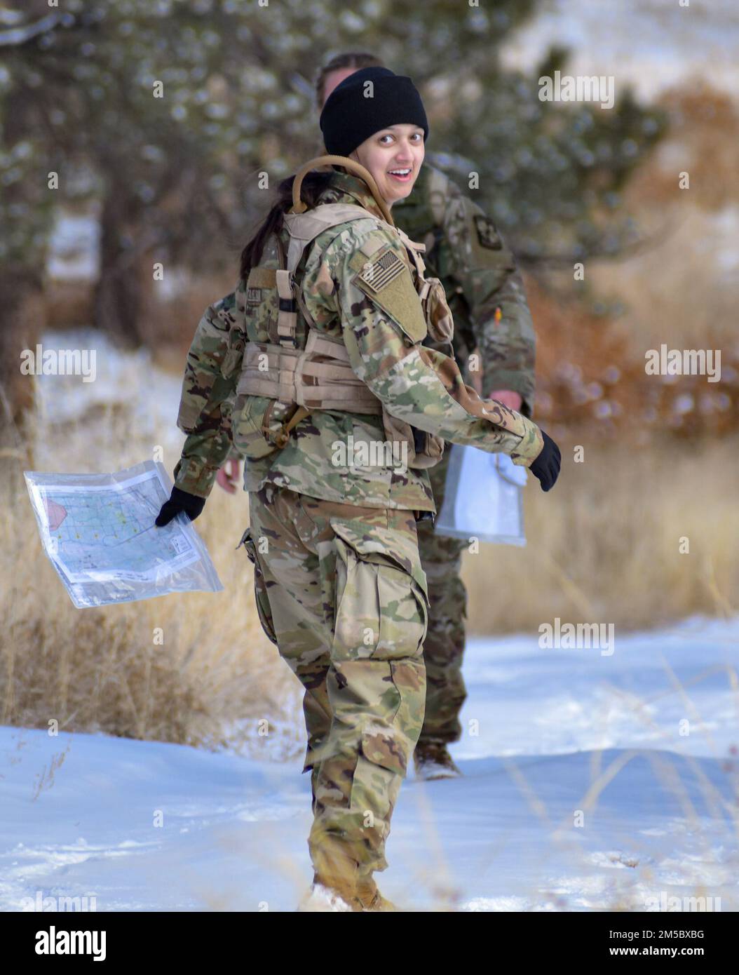 Mount Rangers Cadets assigned with the Mountain Ranger Battalion navigate the ...
