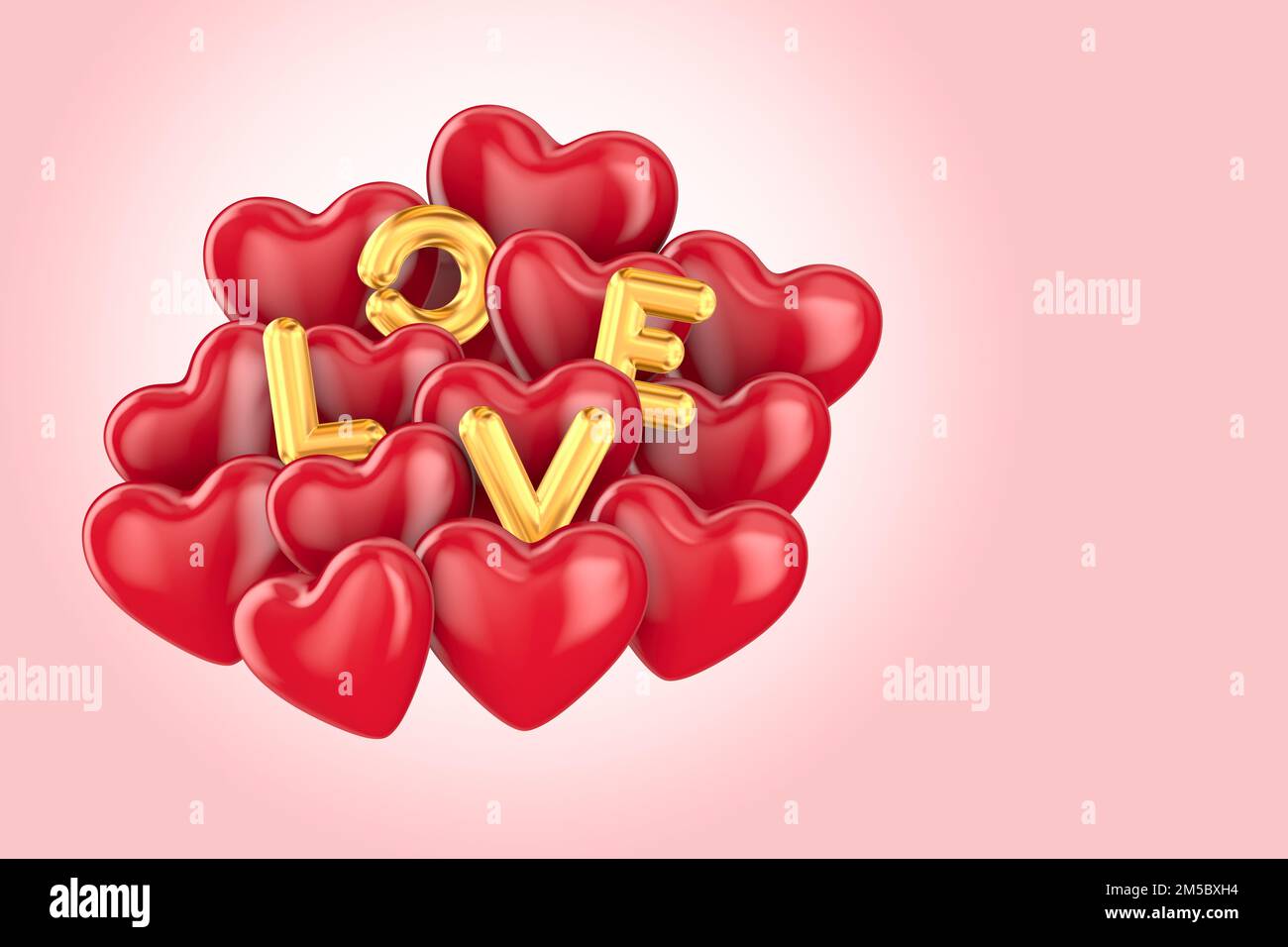hearts on pink background. Isolated 3D illustration Stock Photo