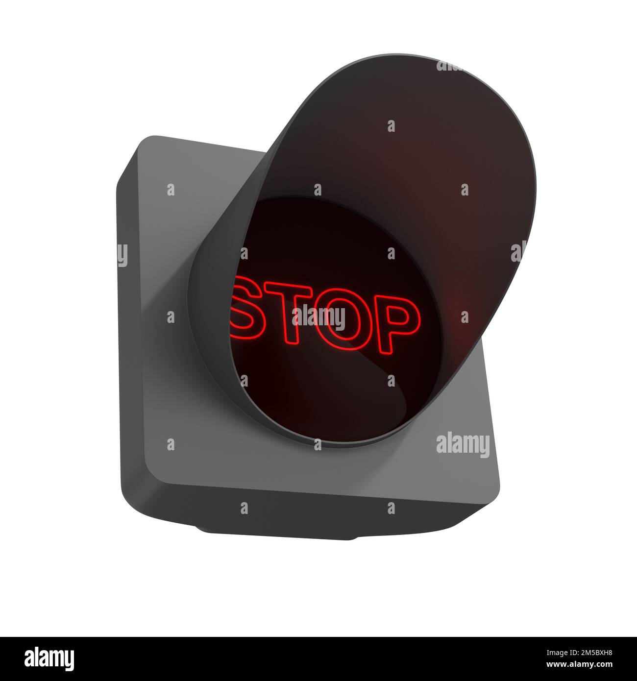 red traffic light on white background. Isolated 3D illustration Stock Photo