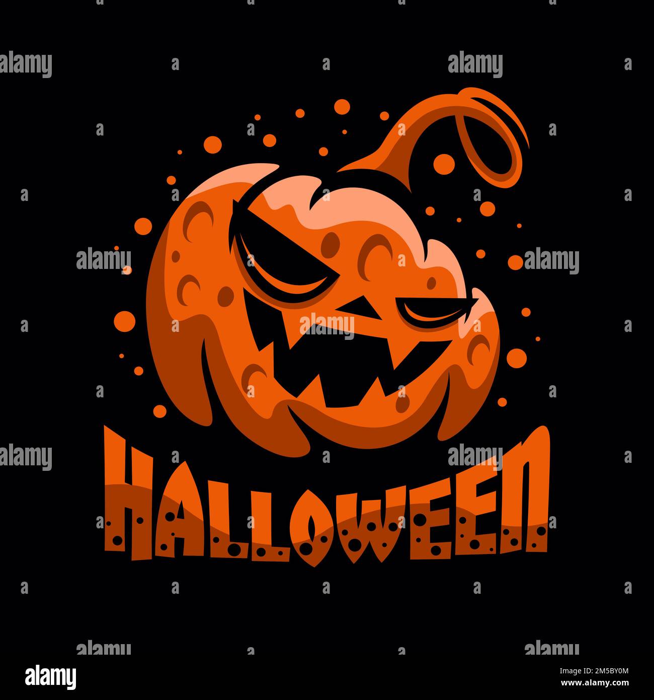 Scary cartoon Jack o lantern logo Stock Vector