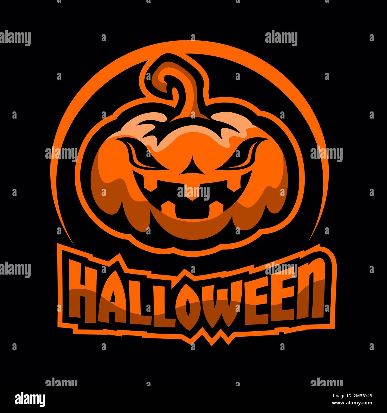 Scary cartoon Jack o lantern logo Stock Vector