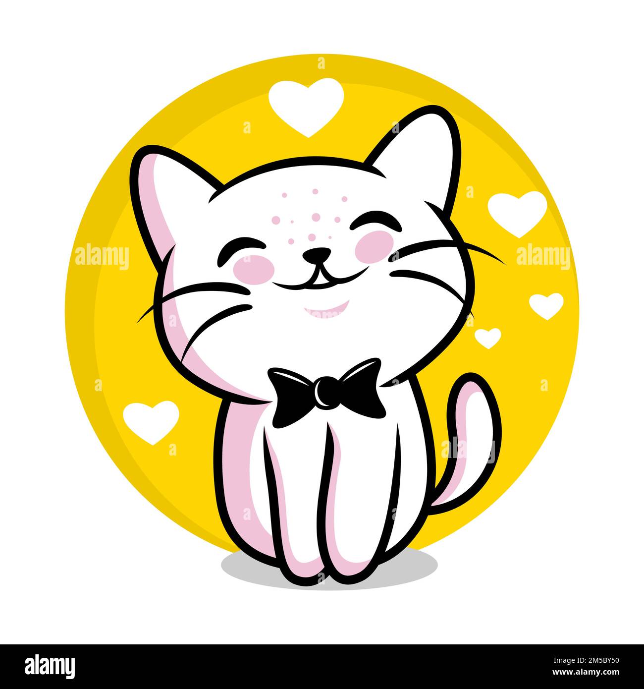 Funny cartoon smart cat logo Stock Vector