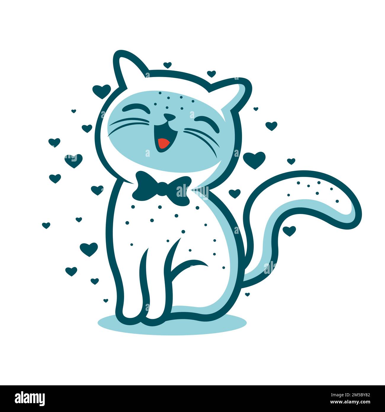 Funny cartoon smart cat logo Stock Vector