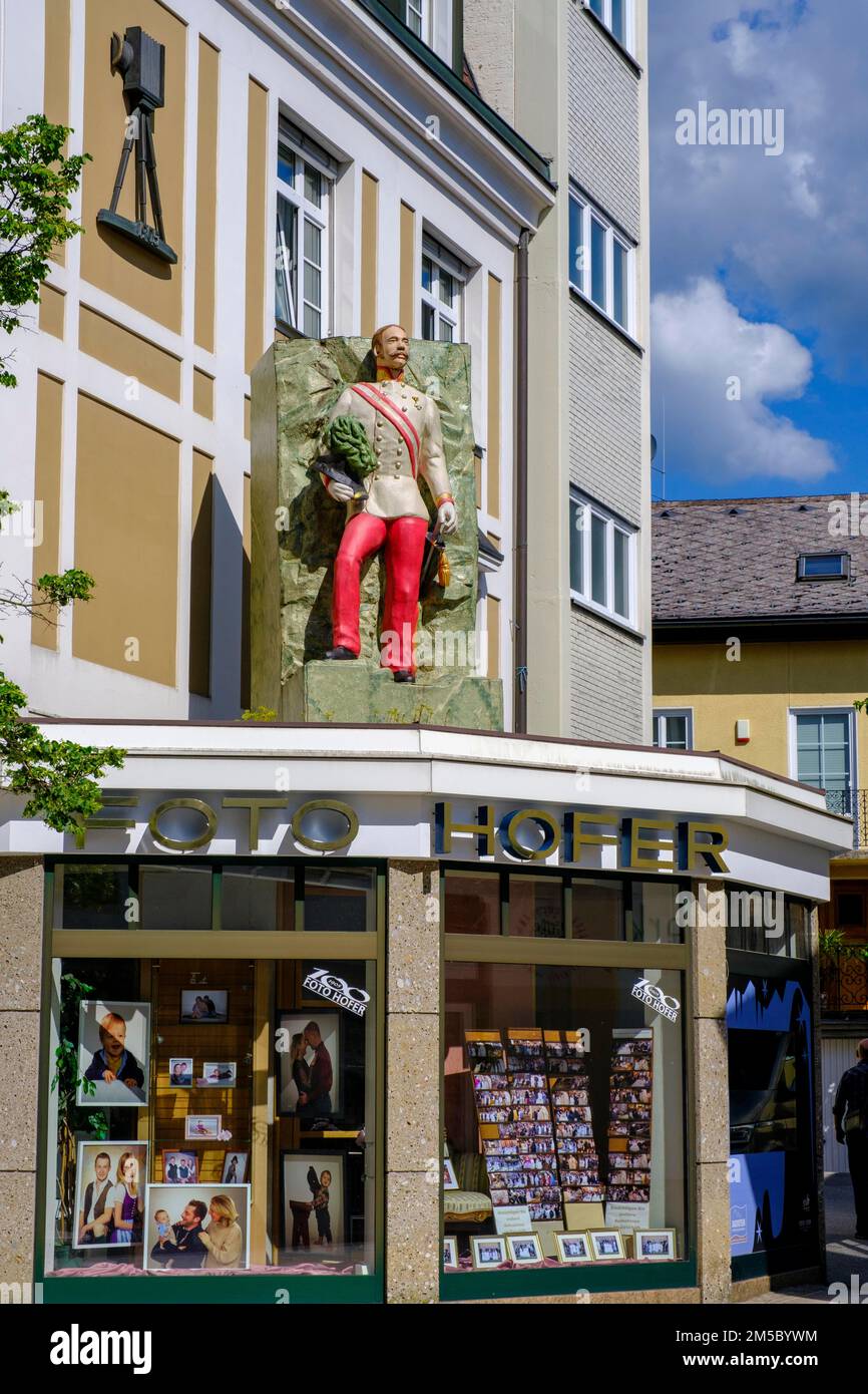 Souvenir shop with Emperor Franz Josef, Kitsch, Bad Ischl, Salzkammergut, Upper Austria, Austria Stock Photo
