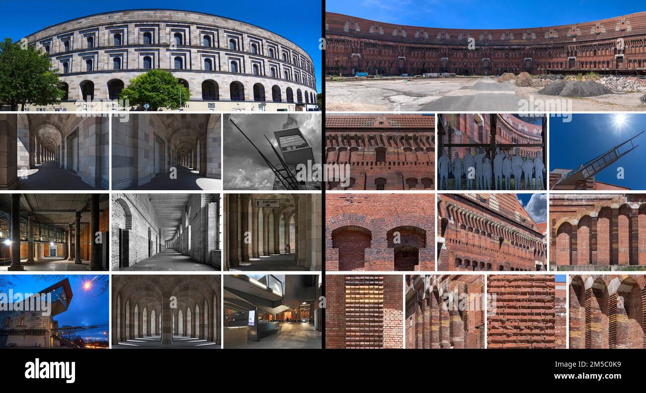 Exterior and interior view of the Congress Hall, unfinished National Socialist monumental building on the Nazi Party Rally Grounds, built from 1937 Stock Photo