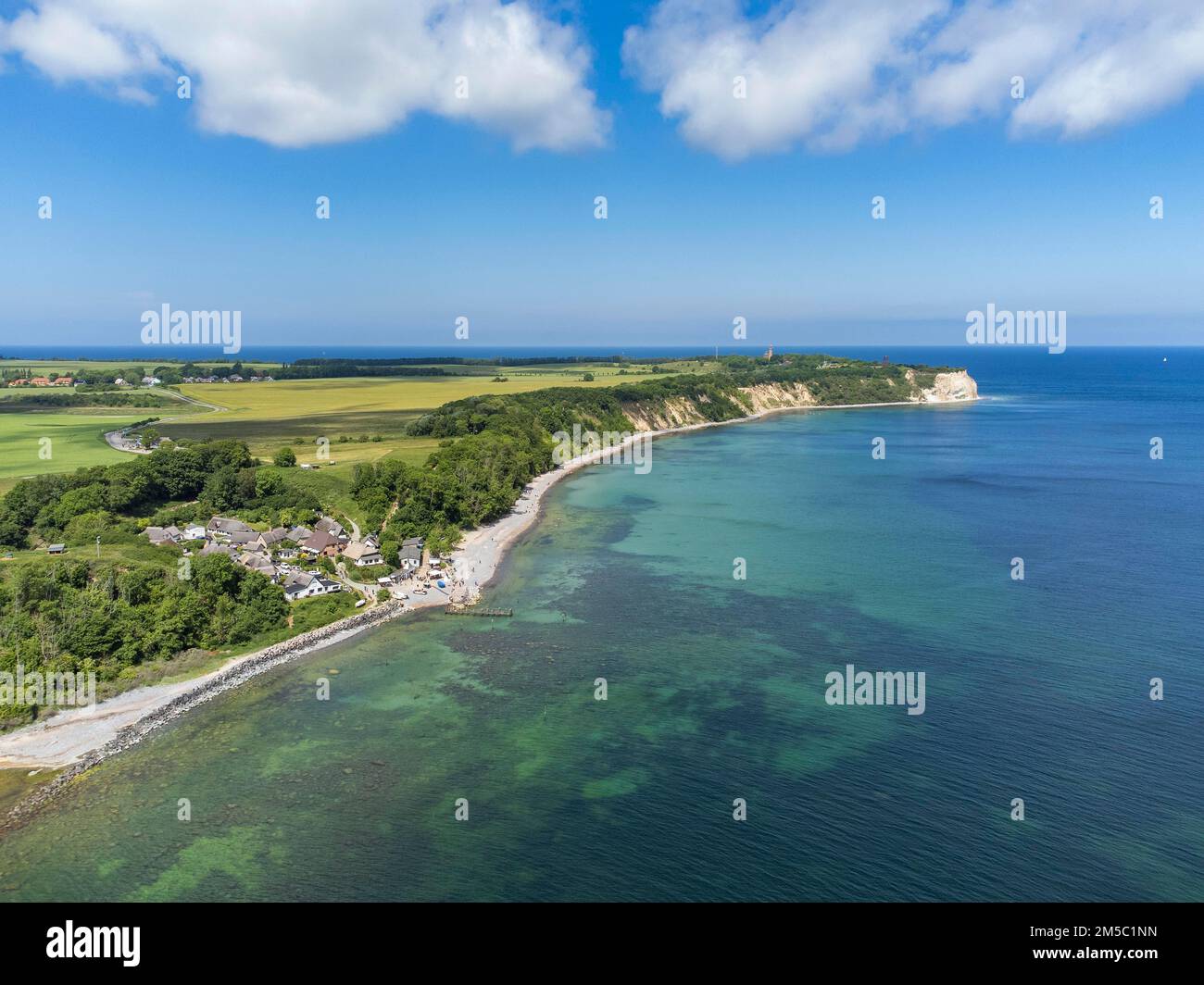 Aerial view of the fishing village of Vitt at Cape Arkona Putgarten ...