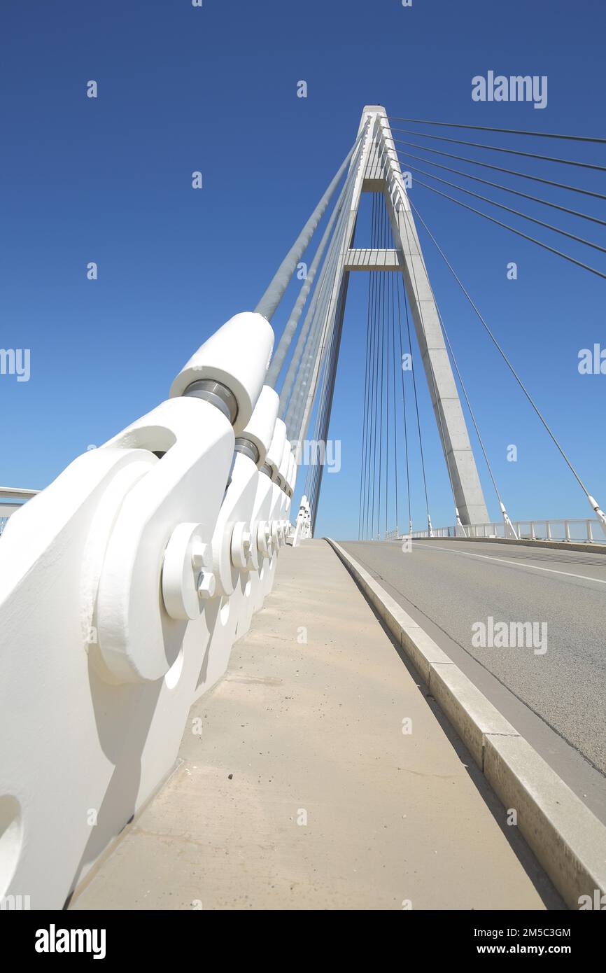 Cablestayed bridge with pylon, pier, road, empty, bolt, tension sleeve