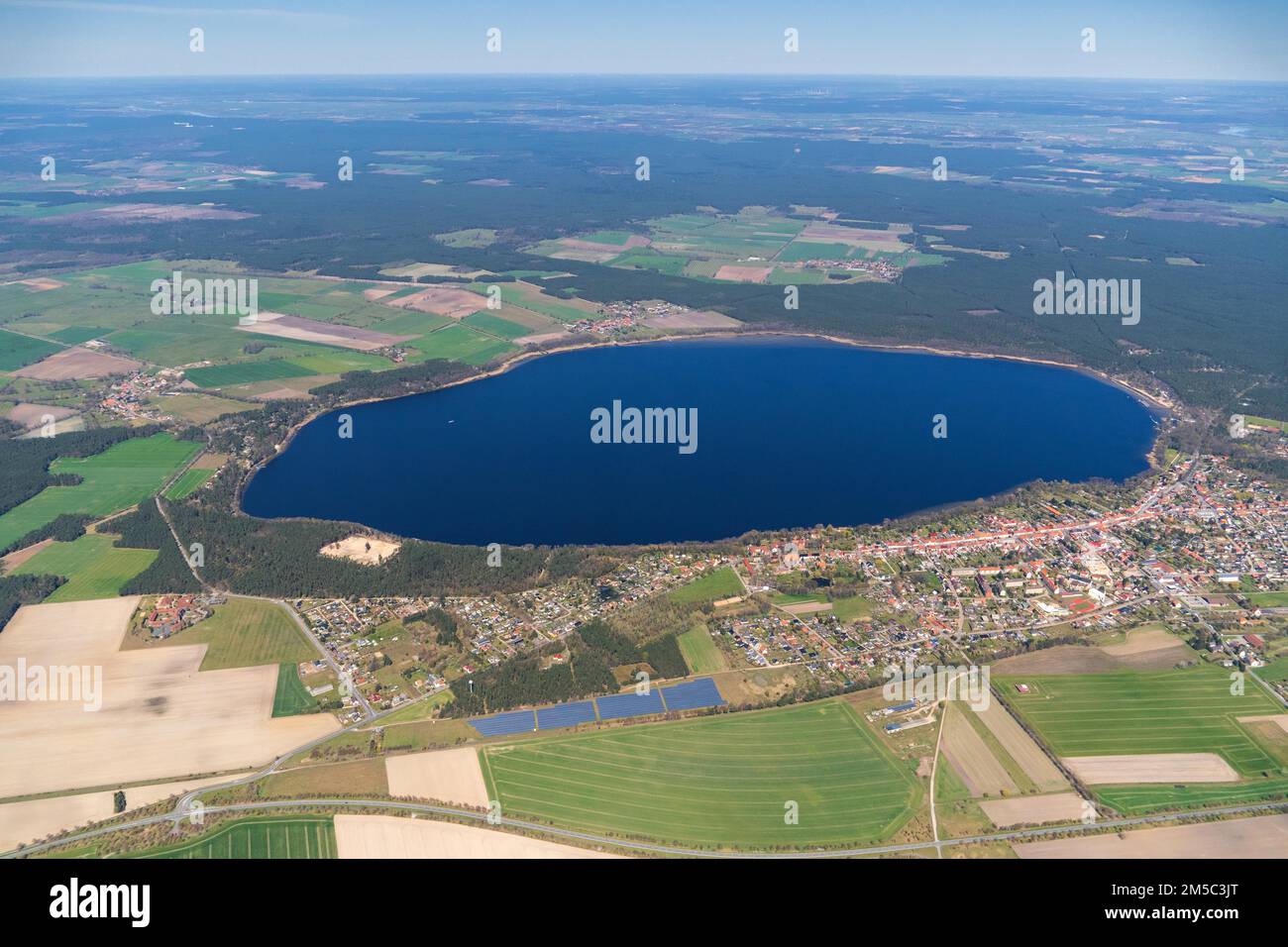 Aerial view of Arendsee, Altmark, water, lake, Saxony-Anhalt, Germany Stock Photo