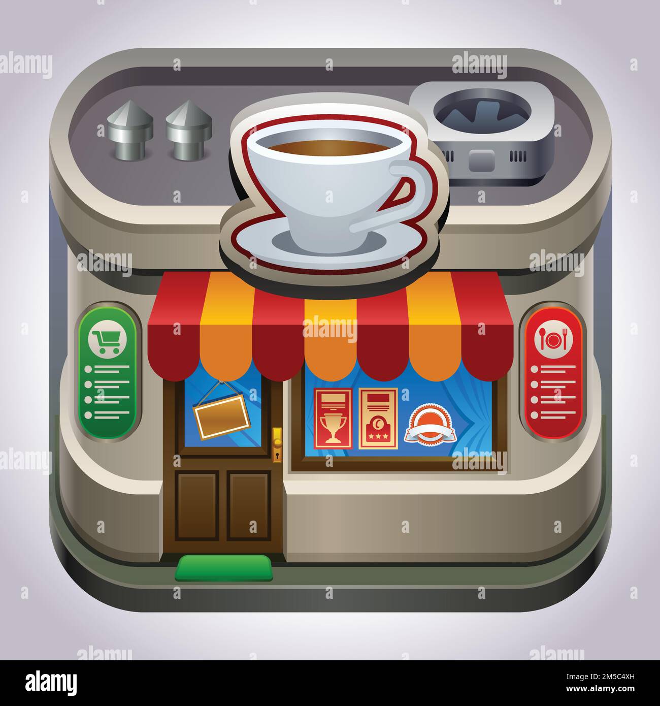 Facade of a coffee shop store or cafe Stock Vector