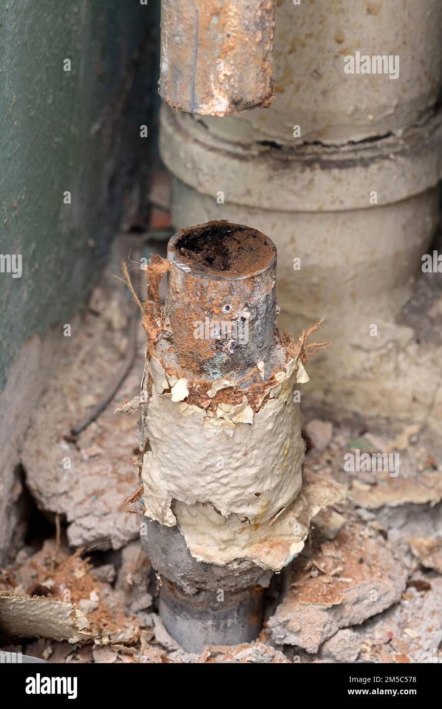 Old water pipe clogged with rust Stock Photo Alamy