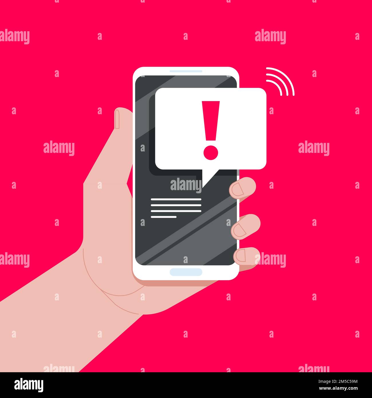 Phone notifications, new message received concepts. Hand holding smartphone with speech bubble