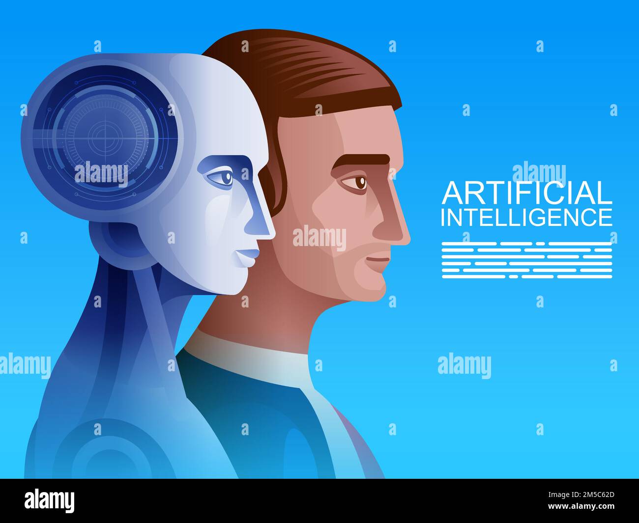 Artificial intelligence. Human vs Robot. Future cybernetic machines ...