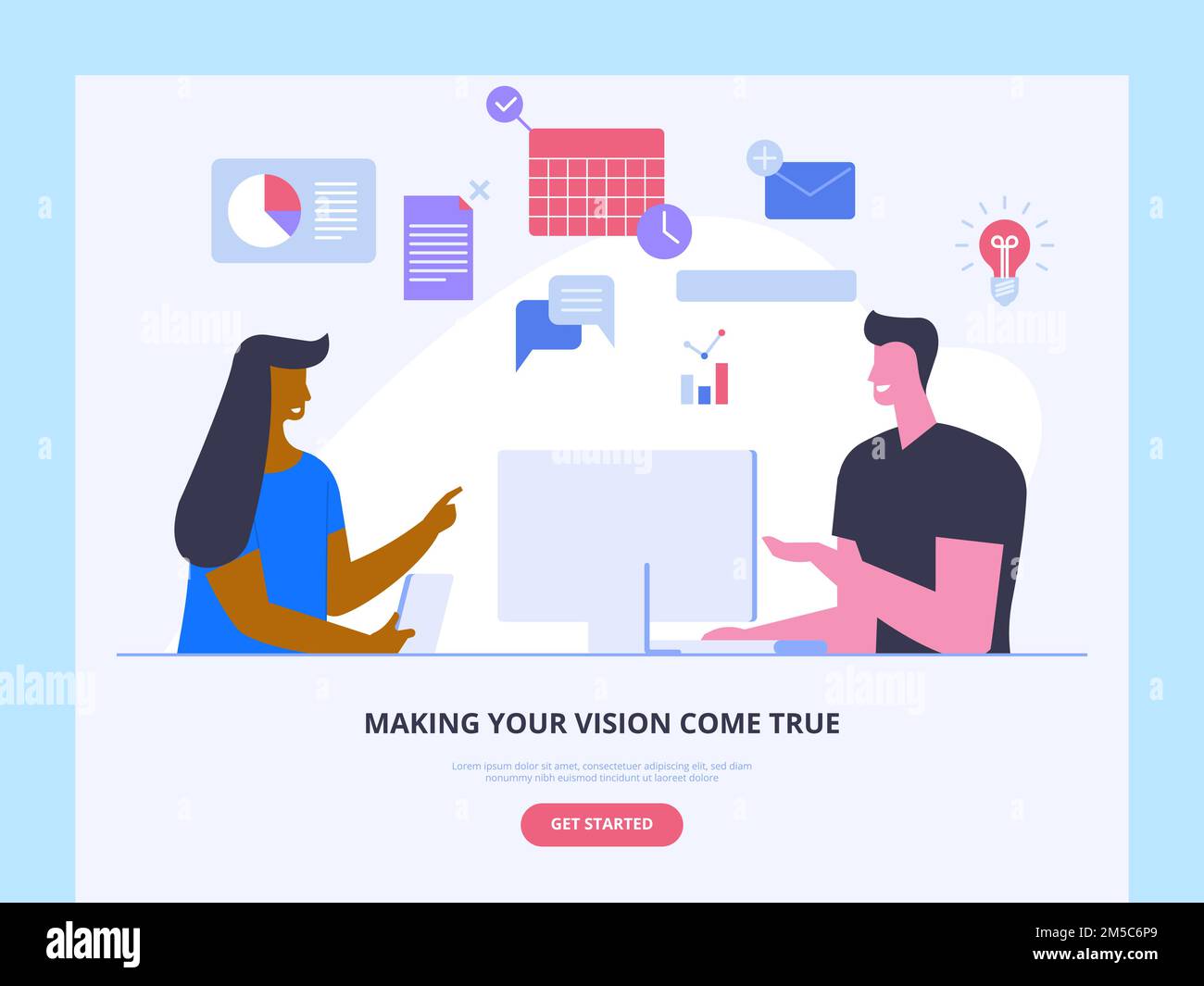 Idea generation, brainstorm landing page template. site homepage