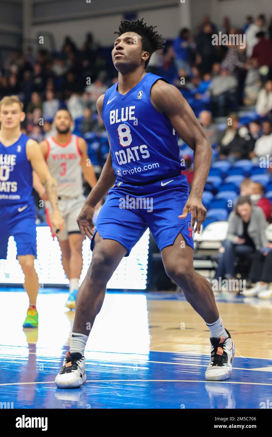 Wilmington, DE, USA. 27th Dec, 2022. Delaware Blue Coats guard AMINU  MOHAMMED (8) in action during game between the Delaware Blue Coats and the  Rio Grande Valley Vipers Tuesday, DEC. 27, 2022;