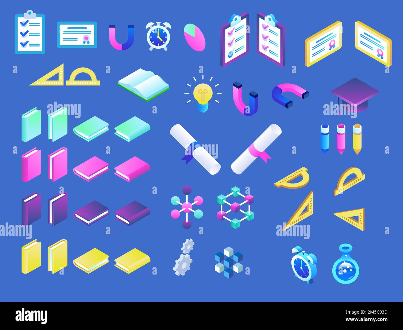 Flat 3d isometric design education Stock Vector Images - Alamy