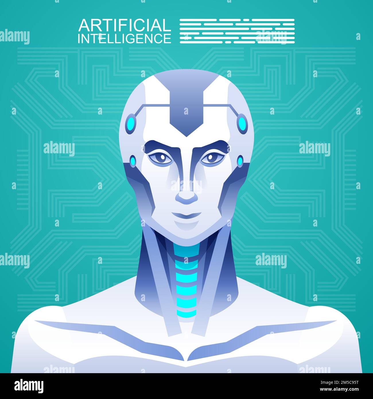 Artificial Intelligence Robot Vs Human Vector Illustration Stock Vector artificial-intelligence-robot-vs-human-vector-illustration-stock-vector