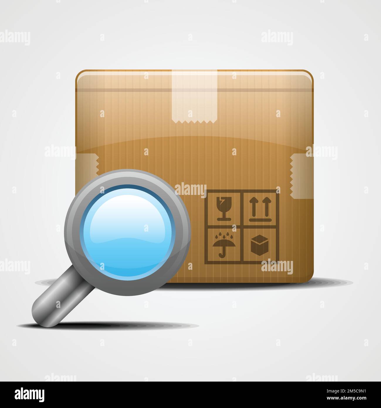 Box with magnifying glass. Vector illustration eps 10 Stock Vector