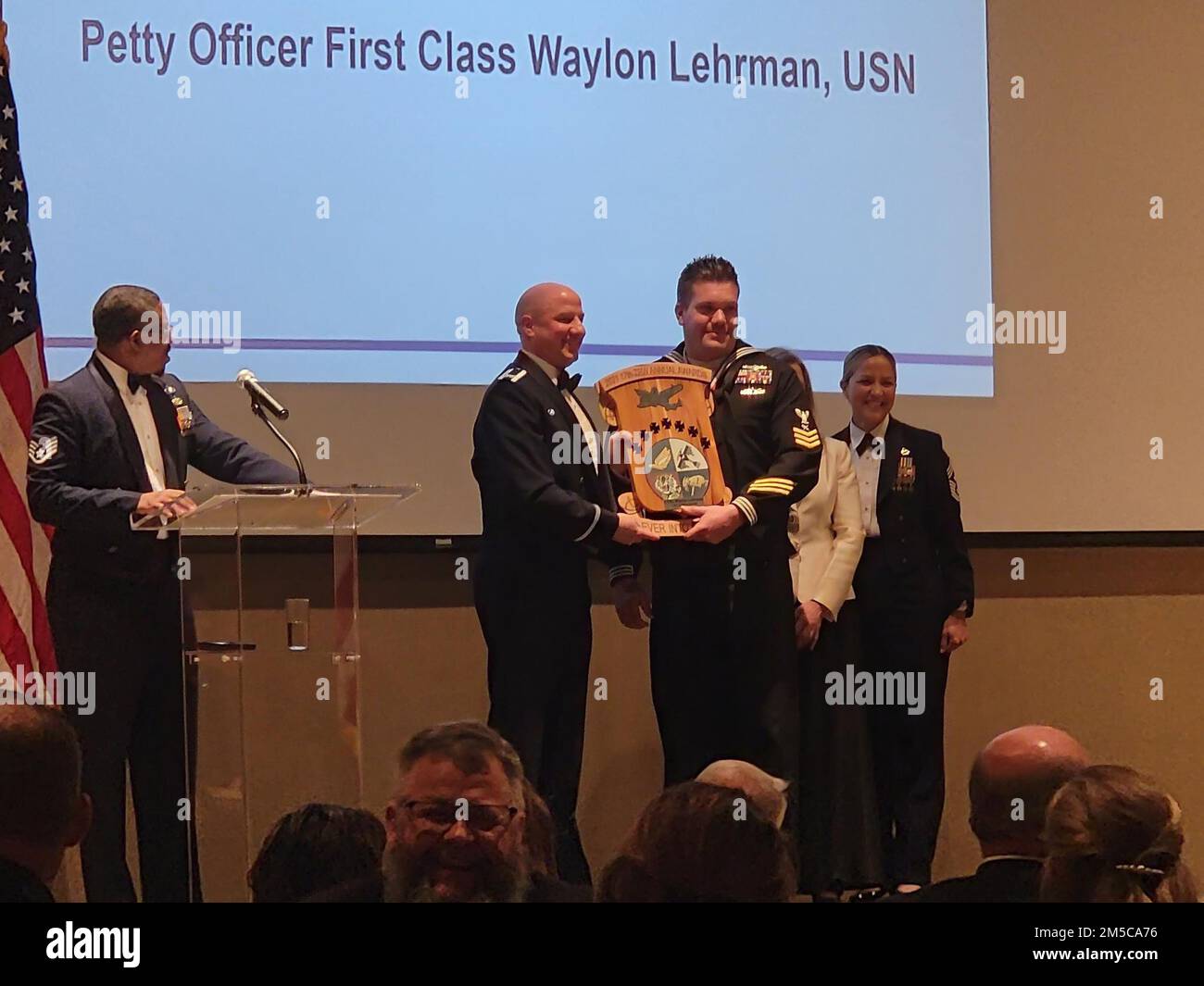 Cryptologic Technician Collection 1st Class Waylon Lehrman was nominated for and won the category of Goodfellow Volunteer of the Year at the annual Goodfellow Air Force Base awards ceremony hosted by the U.S. Air Force 17th Training Wing. Stock Photo