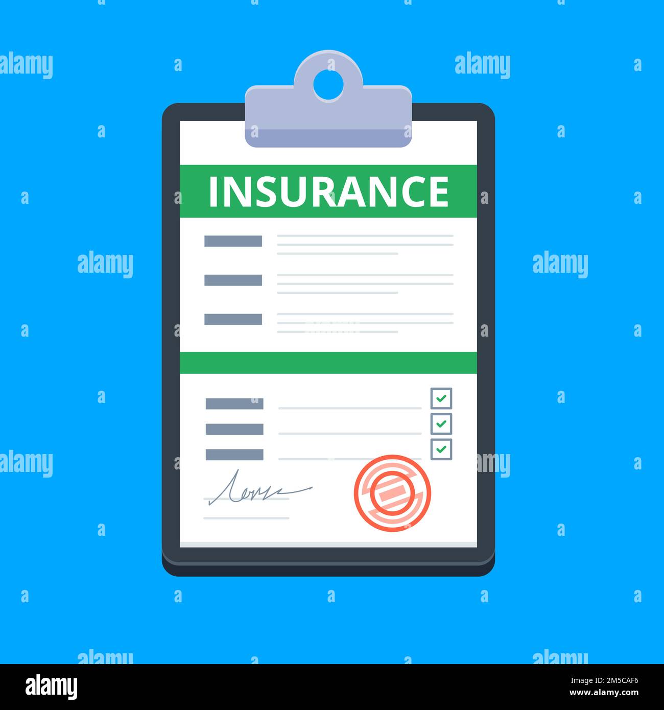 Insurance claim form. Vector illustration flat design Stock Vector