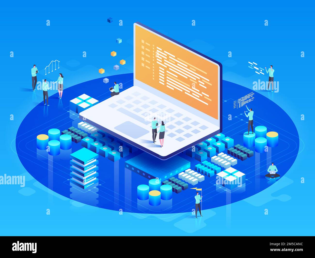 Software, web development, programming concept. People interacting with ...