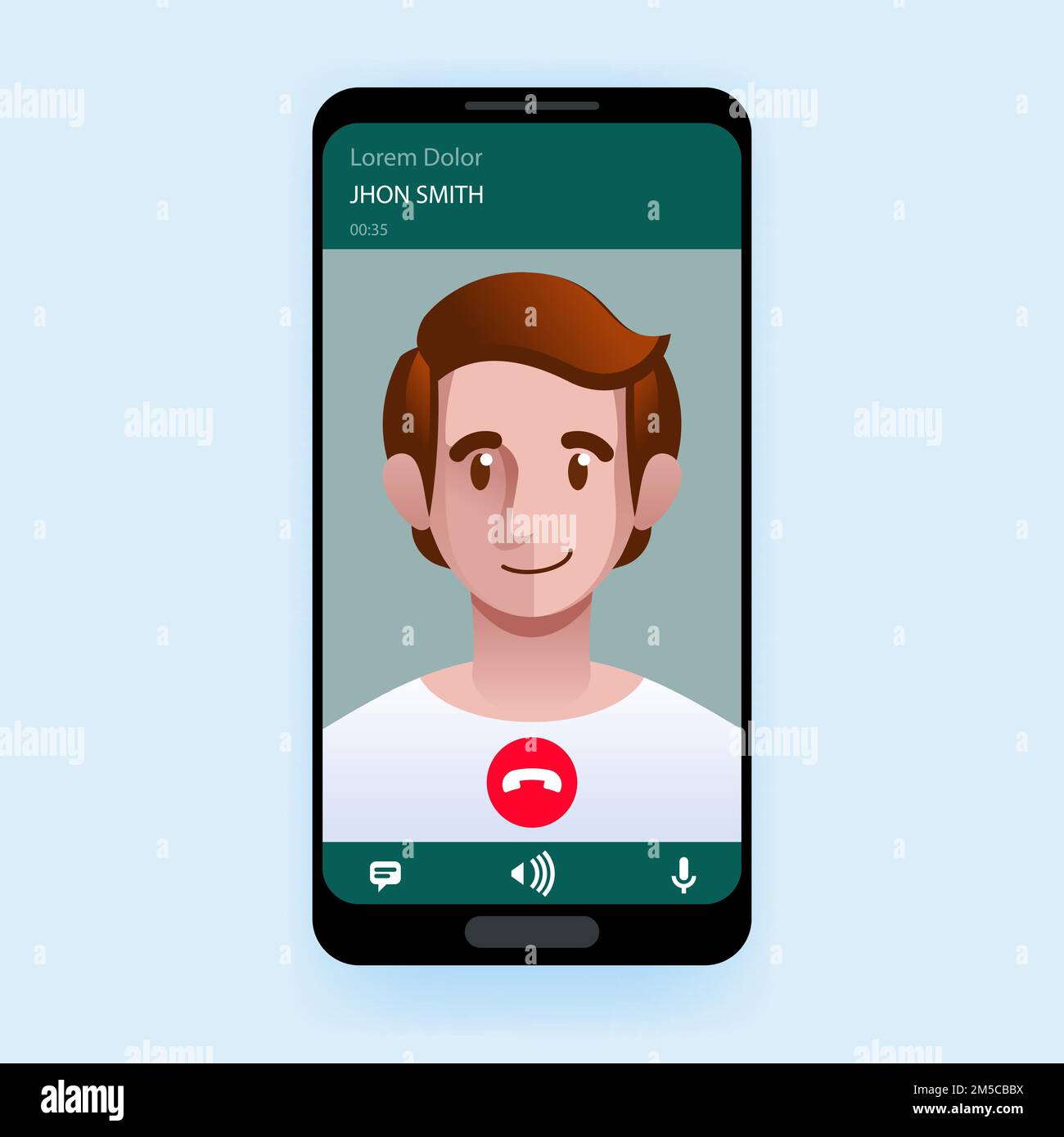 Smart phone with messenger app. Incoming call on the phone. Calling