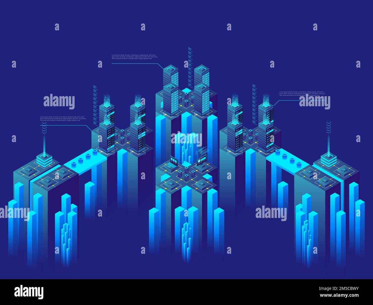 High technology concept. Supercomputer. Big data center. Networked ...