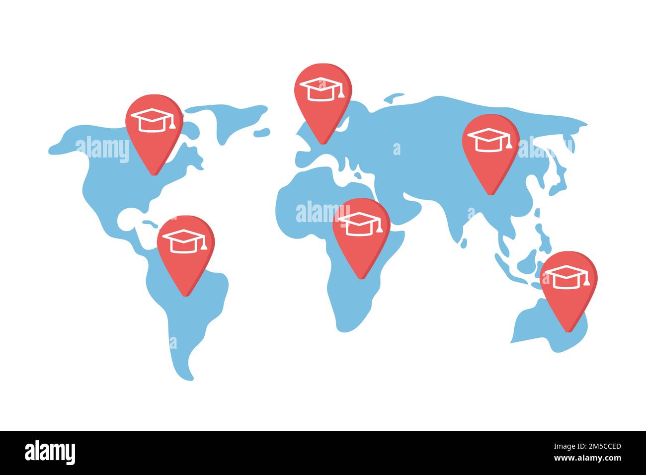 Study abroad destinations semi flat color vector objects Stock Vector