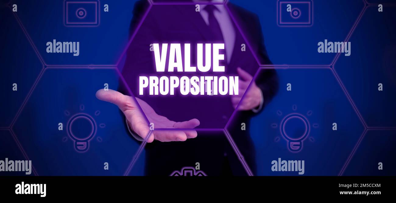 Text showing inspiration Value Proposition. Concept meaning service