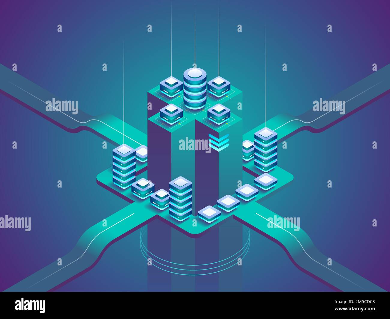 Concept of big data processing, energy station of future, server room 