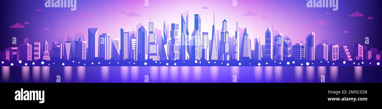 City Urban landscape with large modern buildings Skyline city office buildings Vector illustration Stock Vector