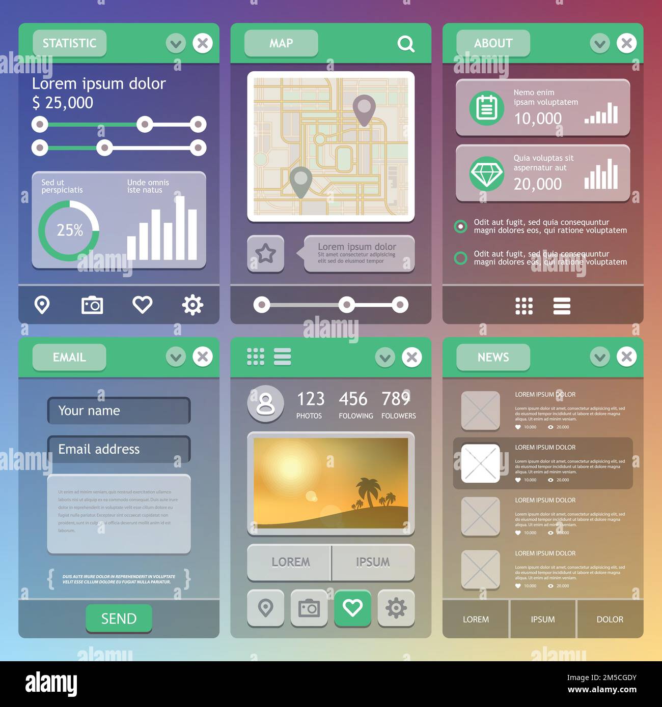 Flat Mobile UI Design. User Interface elements. Eps 10 Stock Vector ...