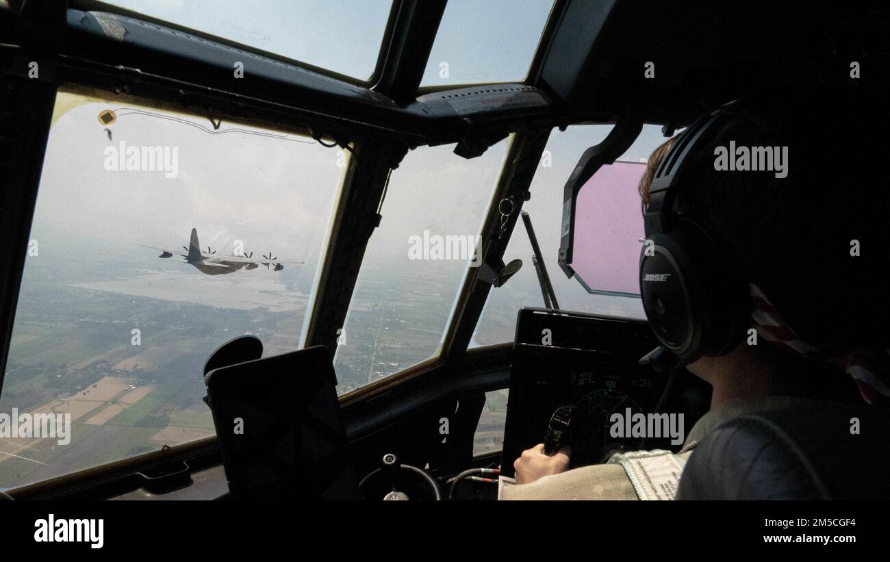 The pilot of an MC-130J Commando II multi-mission combat transport ...