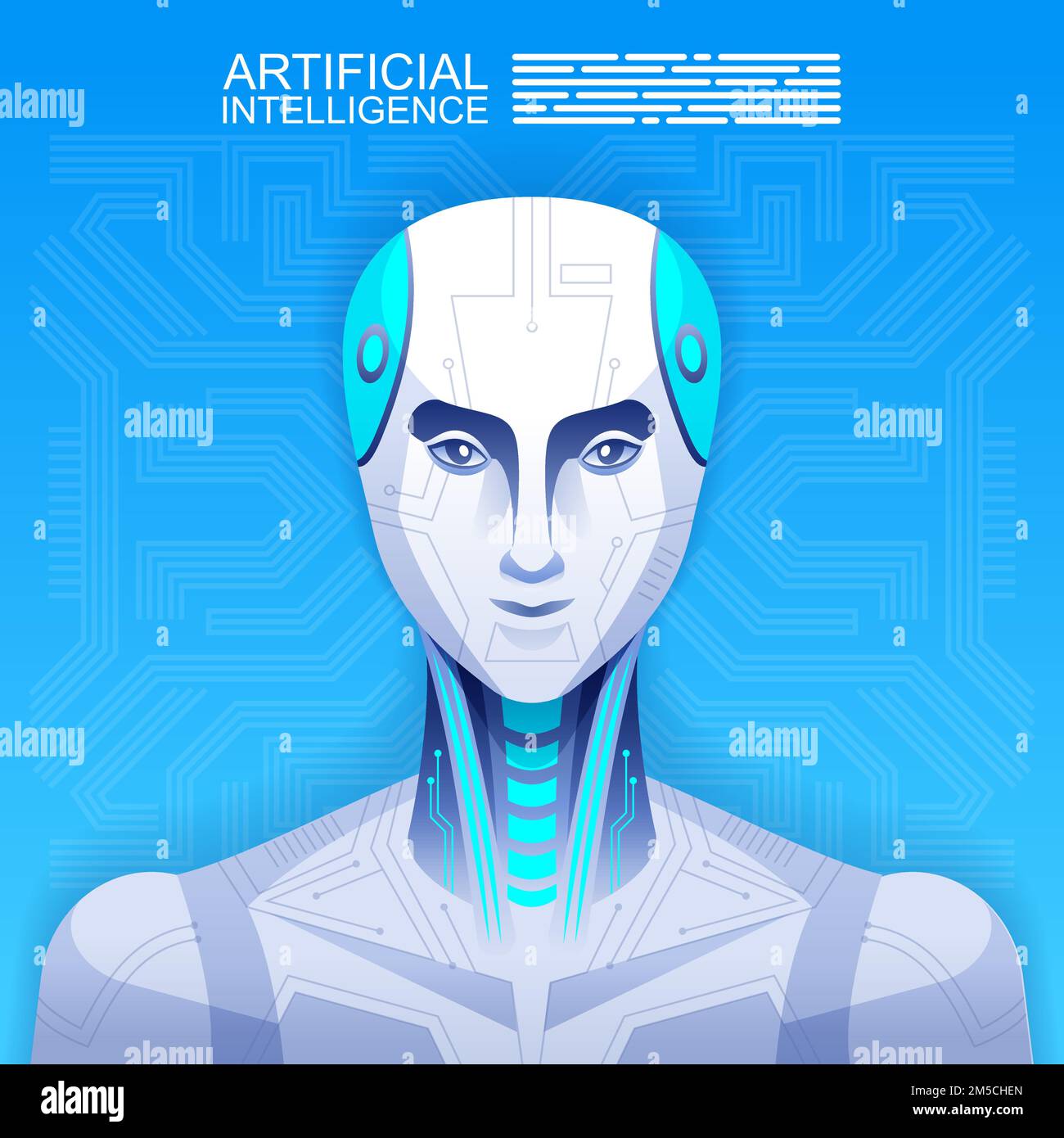 Android, Robot, Artificial intelligence concept. Vector illustration Stock Vector