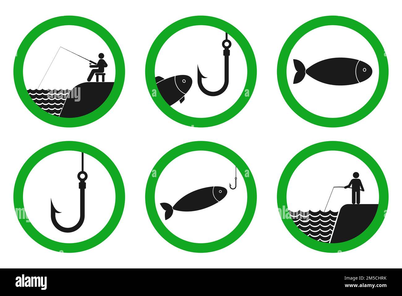 FISHING ALLOWED signs. Vector. Stock Vector