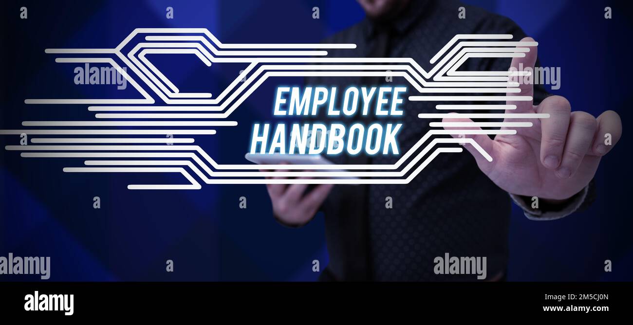 Handwriting text Employee Handbook. Business concept Document that contains an operating procedures of company Stock Photo