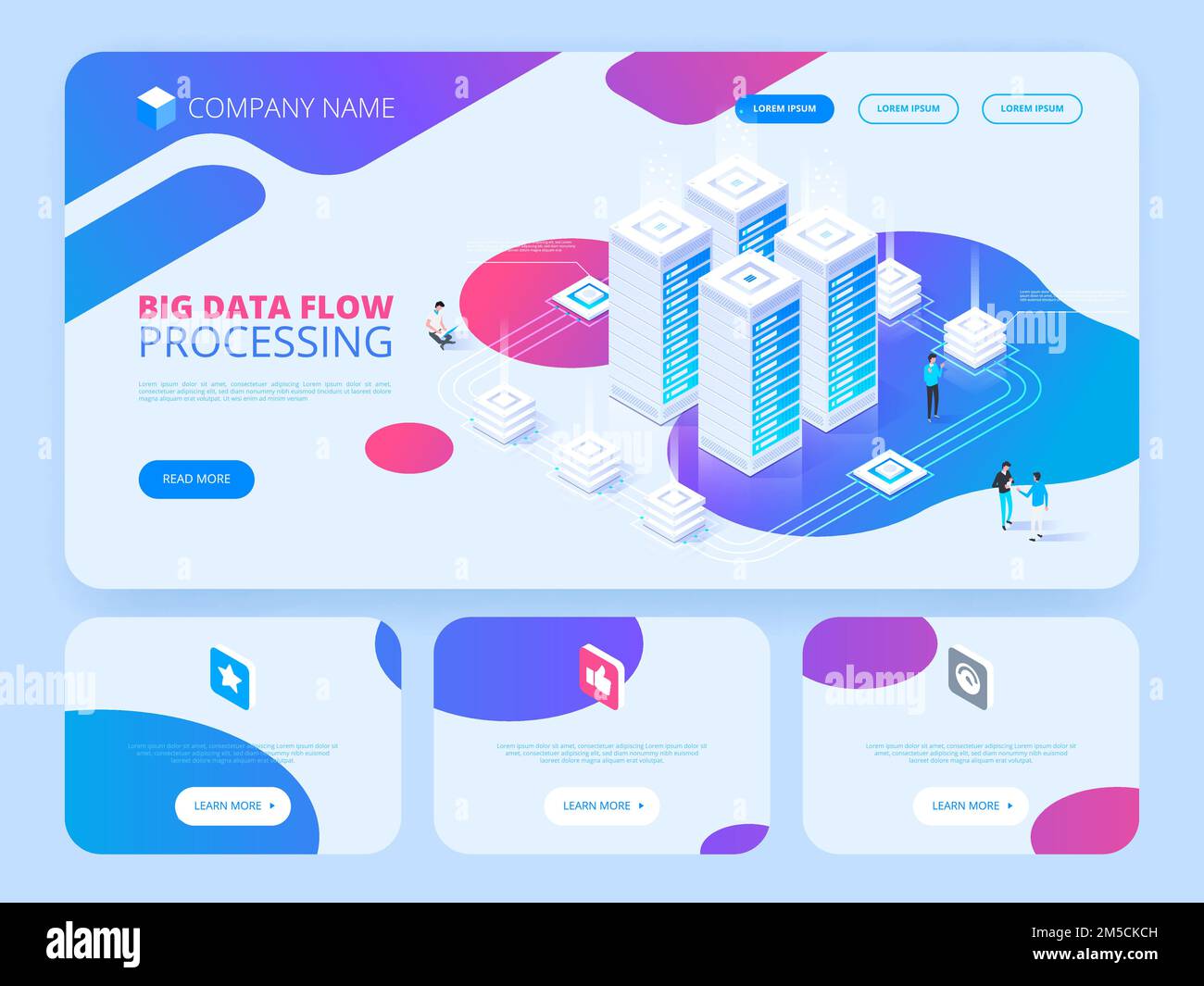 High technology concept. Big data flow processing. Vector isometric ...