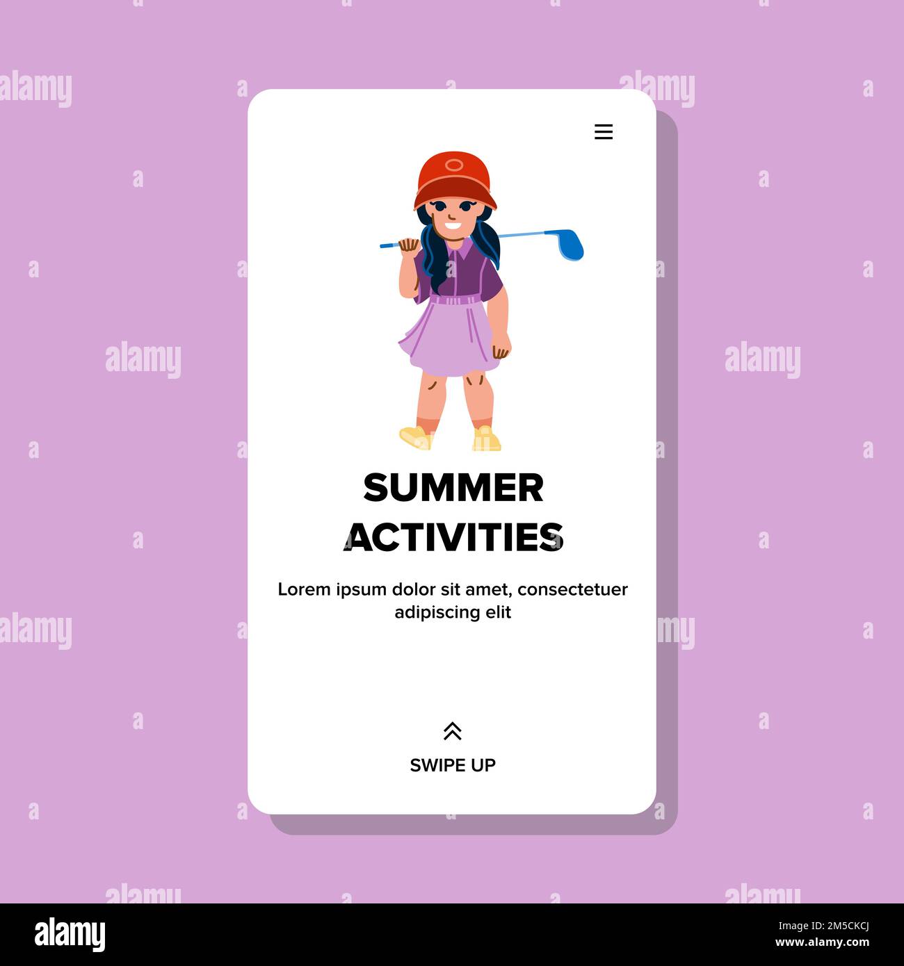 summer activities kid girl vector Stock Vector