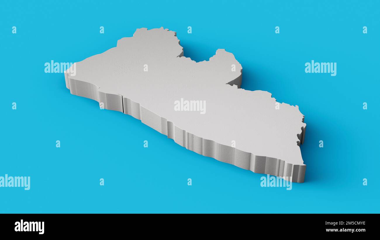 A 3D illustration of the Liberia map cartography and topology Stock ...