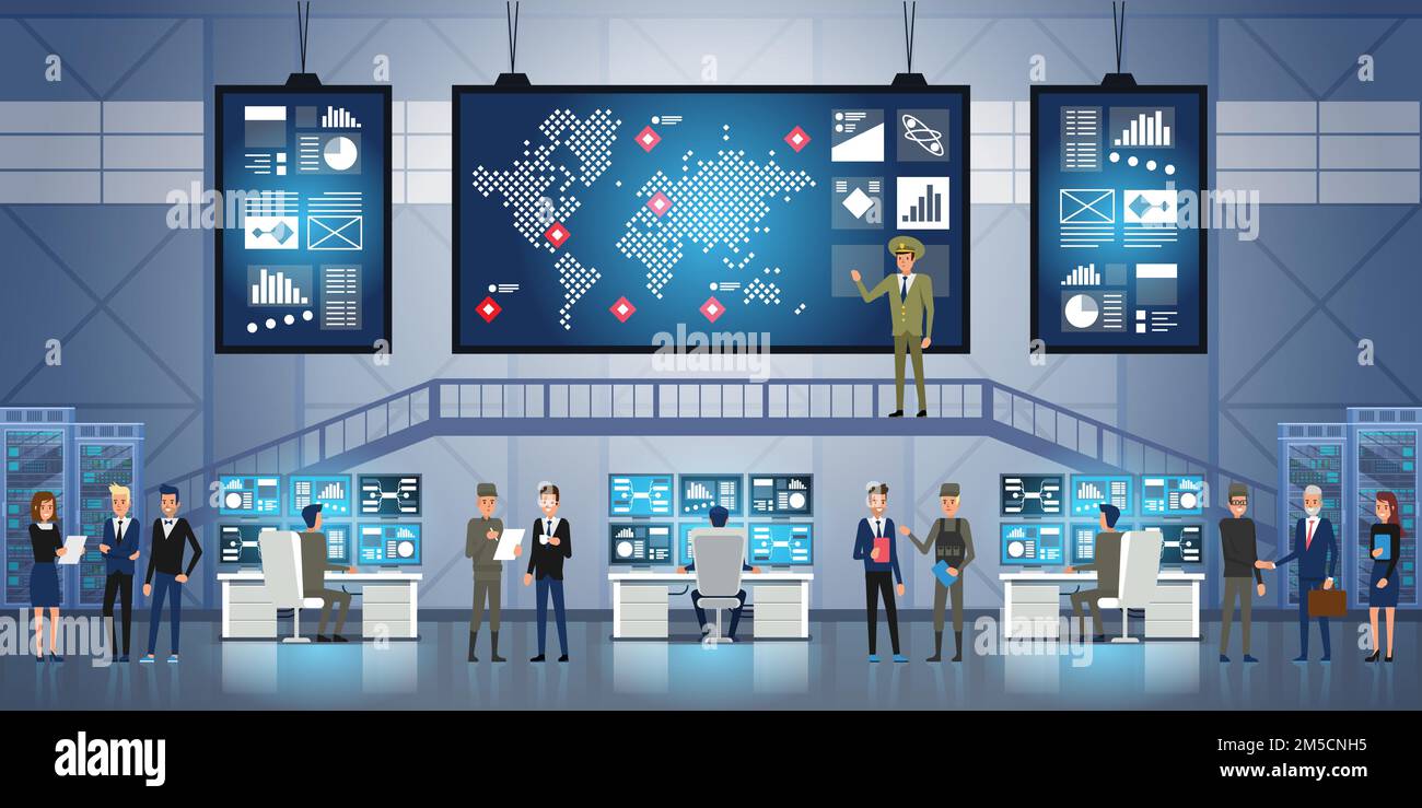 Government Surveillance Agency and Military Joint Operation. People and