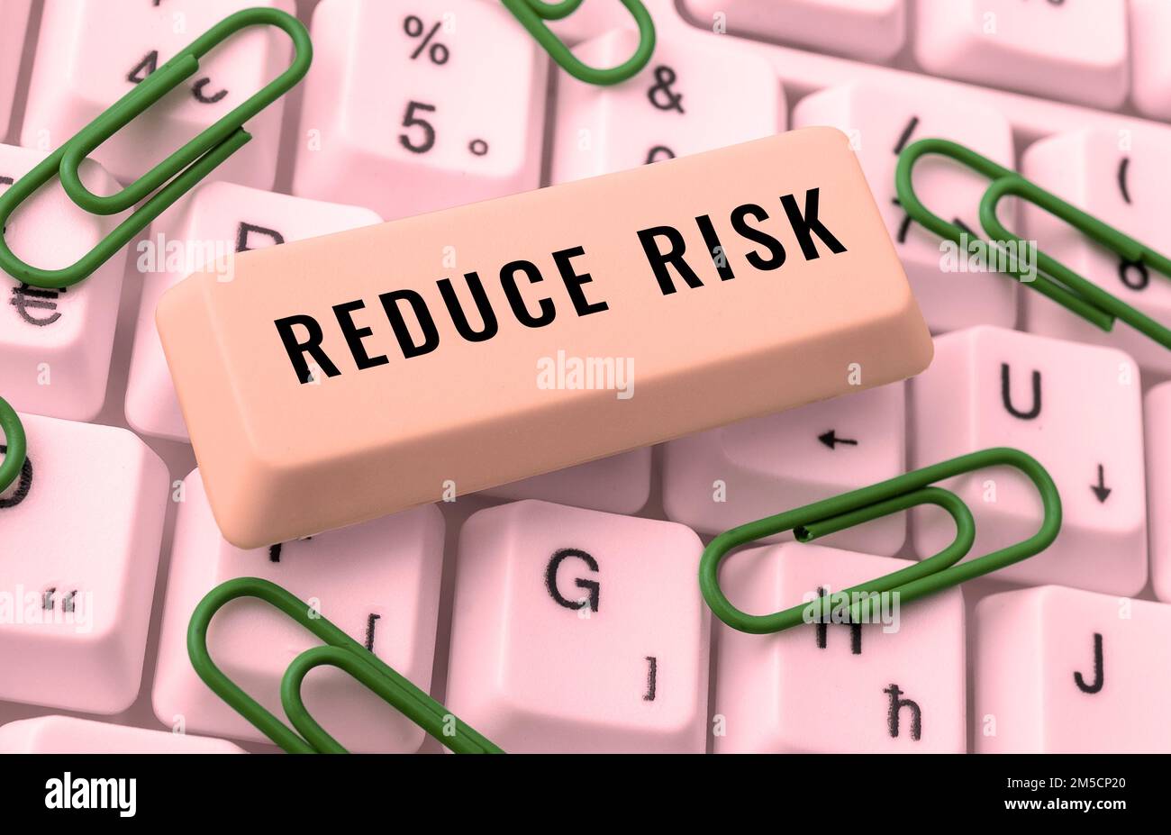 Text caption presenting Reduce Risk. Word Written on lessen the ...