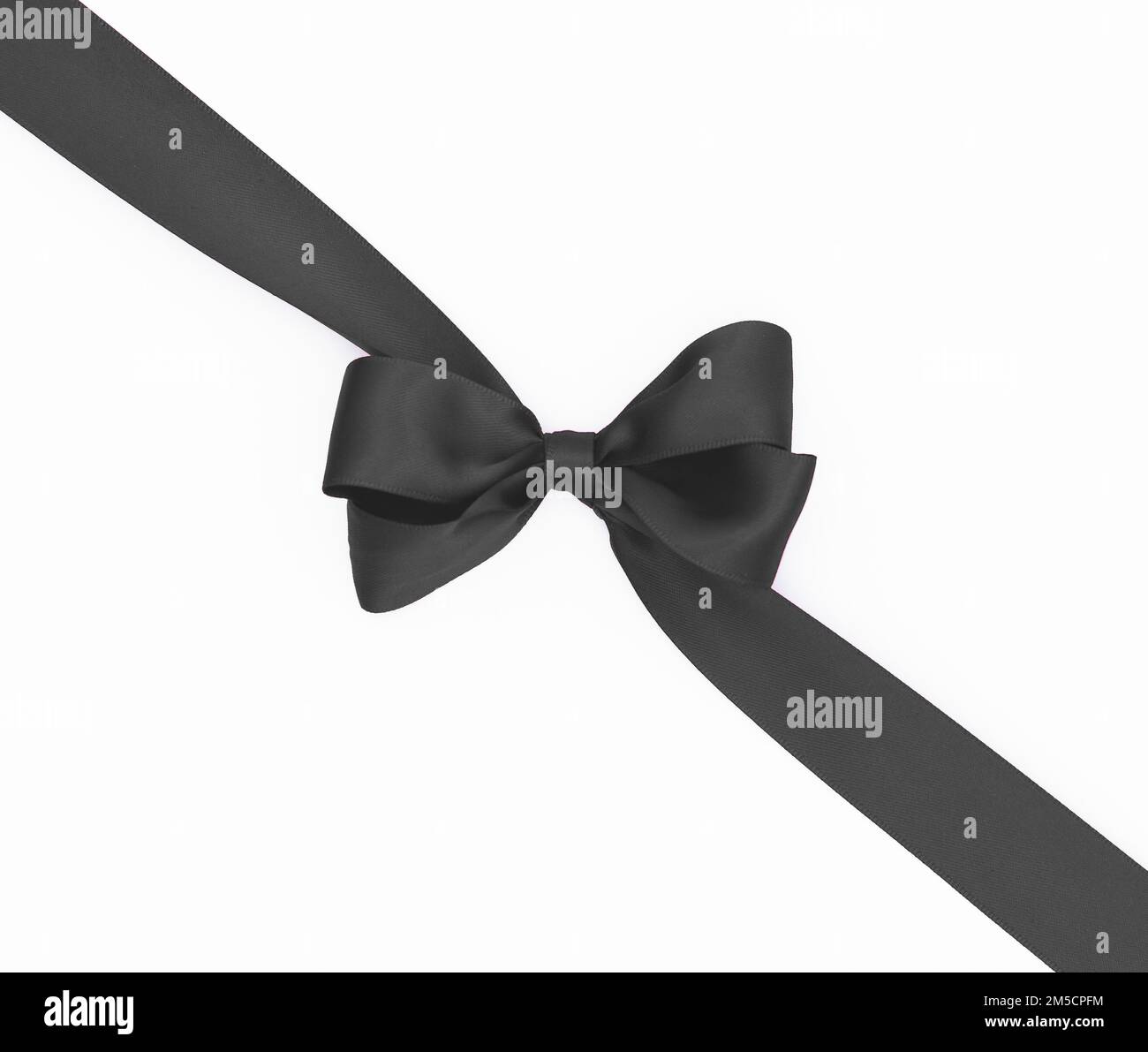 Satin ribbon bow for gift box in black color, isolated on white ...
