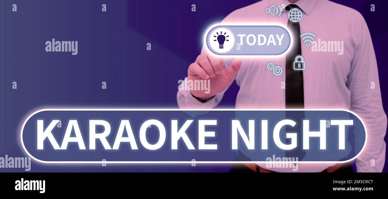 Conceptual display Karaoke Night. Concept meaning Entertainment singing along instrumental music