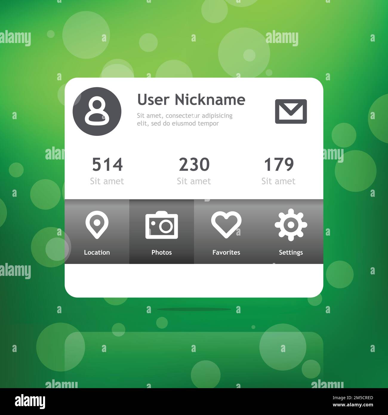 Profile interface. Minimal application for web or mobile devices. Eps ...