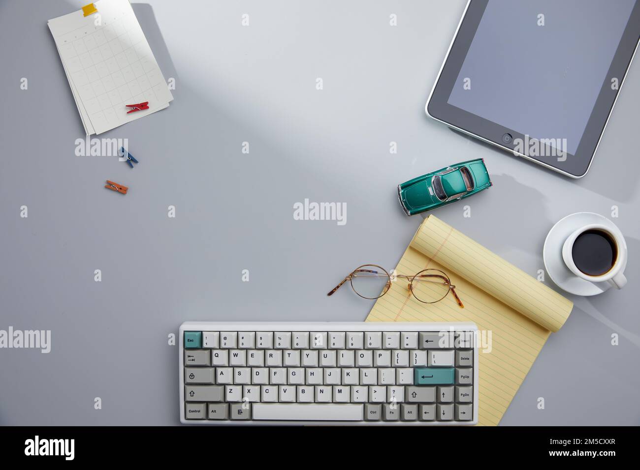 Assorted office supplies on the desk Stock Photo Alamy