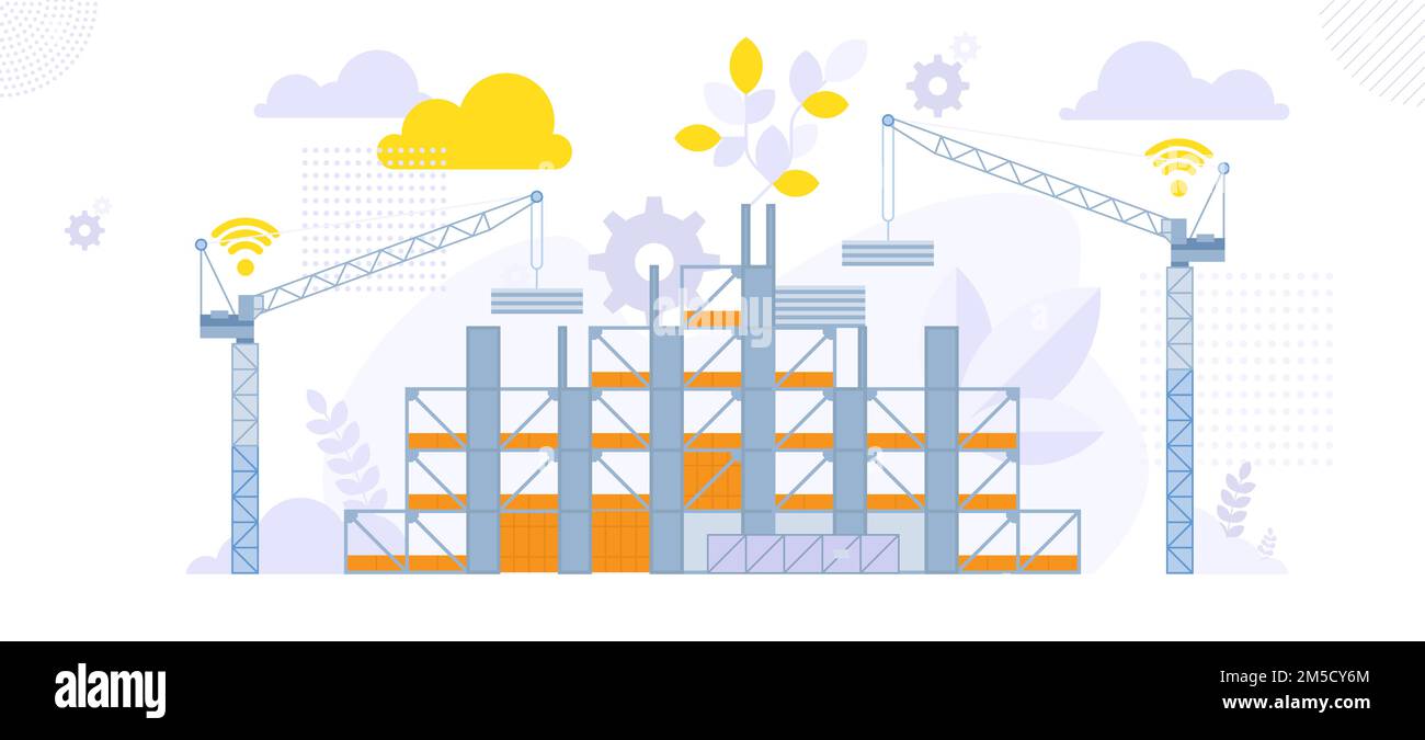 New construction building architecture. Building engineering on site