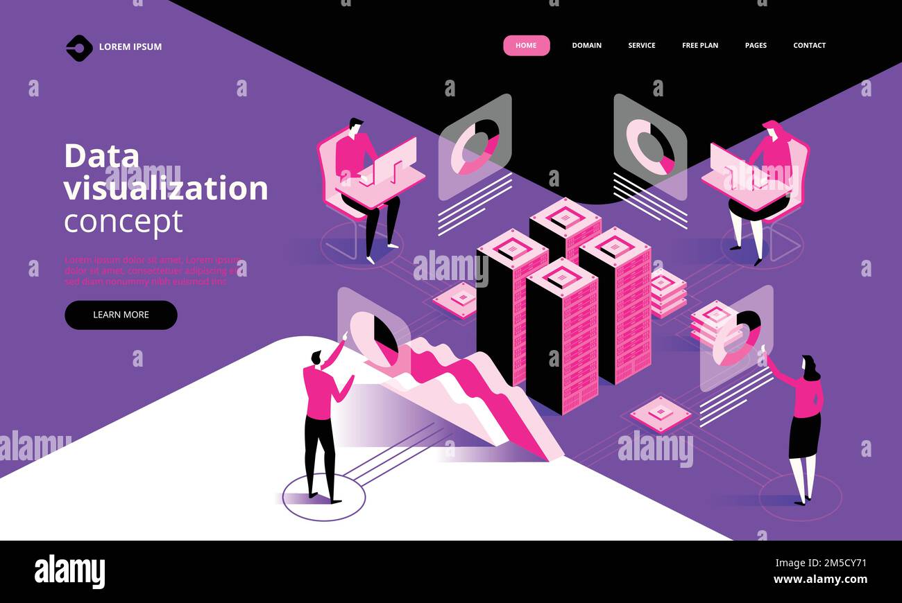 Data visualization concept. People in the team analyze diagrams and ...