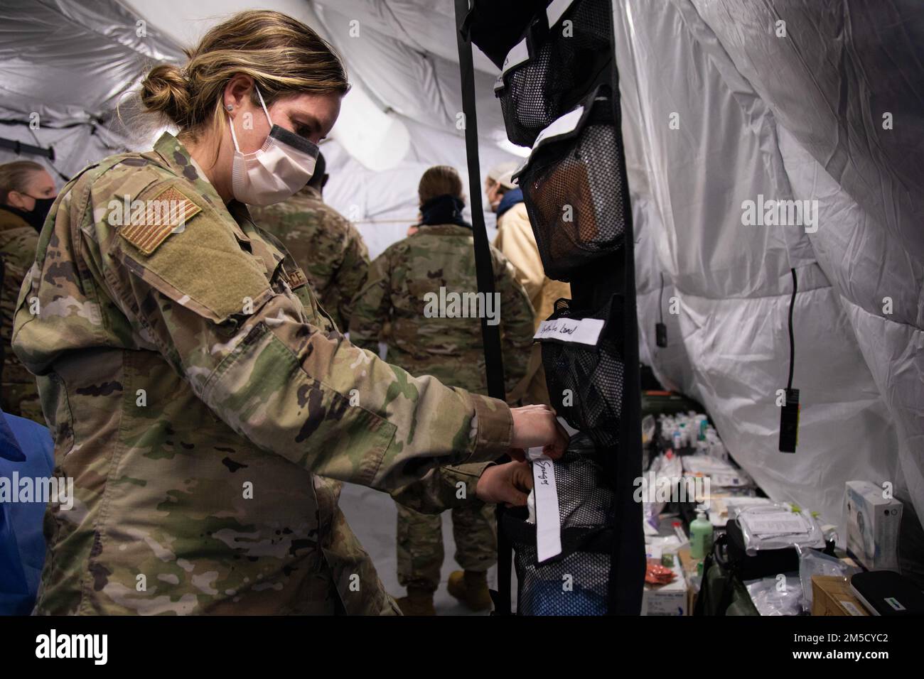 Maj. Madison Lashley, a surgeon for the 633rd Medical Group, stows