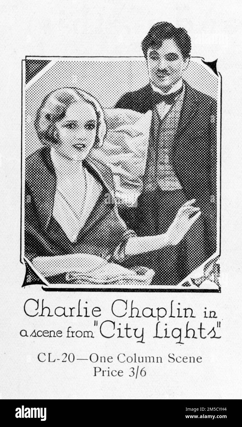 VIRGINIA CHERRILL as a Blind Girl and CHARLIE CHAPLIN as The Tramp in CITY LIGHTS 1931 written and directed by CHARLES CHAPLIN silent comedy with music score Charles Chaplin Productions / United Artists Stock Photo