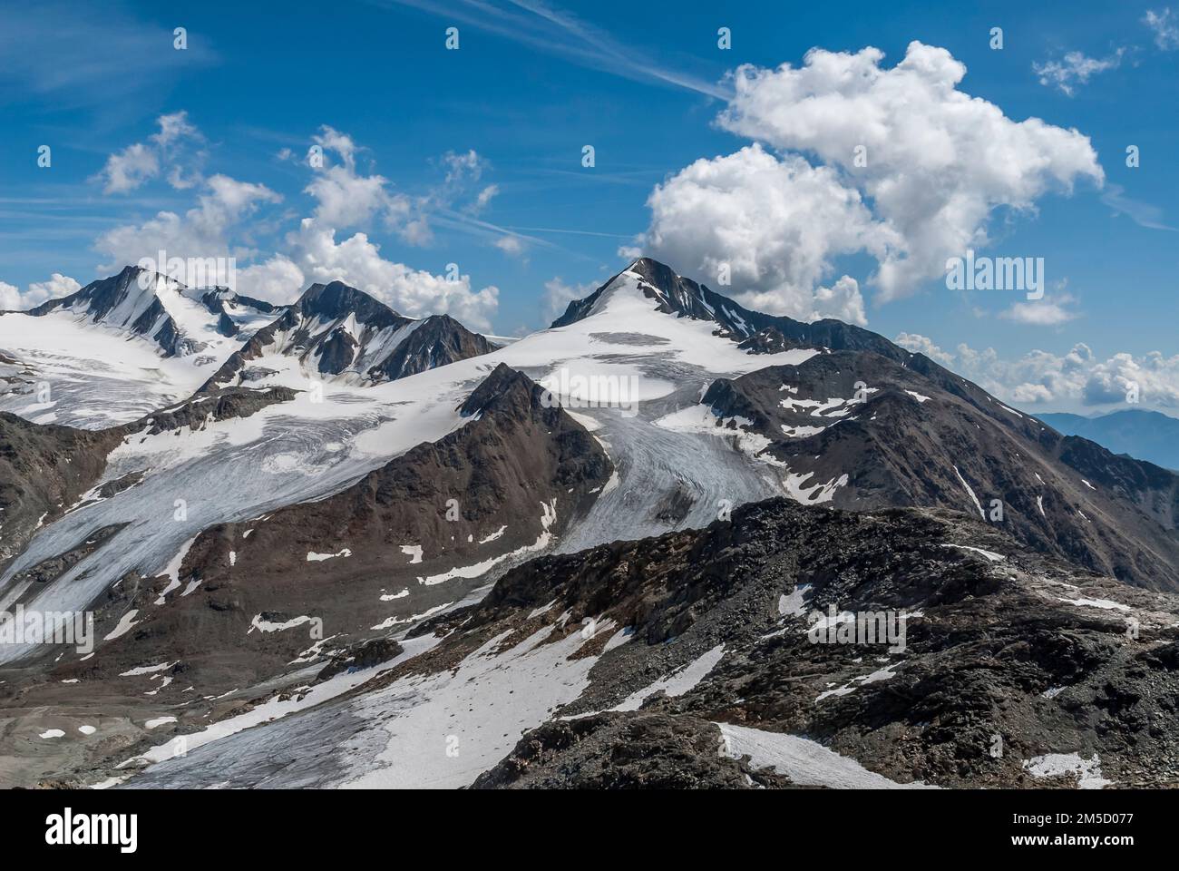 The image is of the Similaun mountain from near the memorial to Oetzi