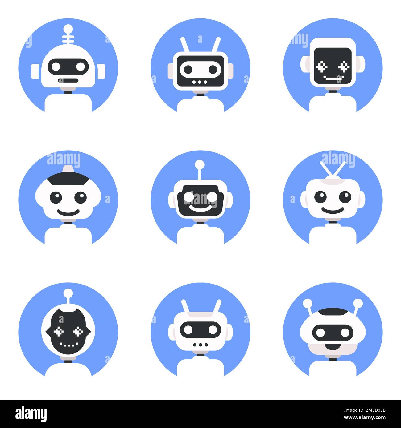 Chatbot symbol, logo template. Robot icon set. Bot sign design. Modern ...